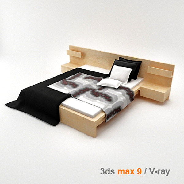 obj architectural visualization bedside cabinet - MALM bed 180 with bedside cabinet by lajhar